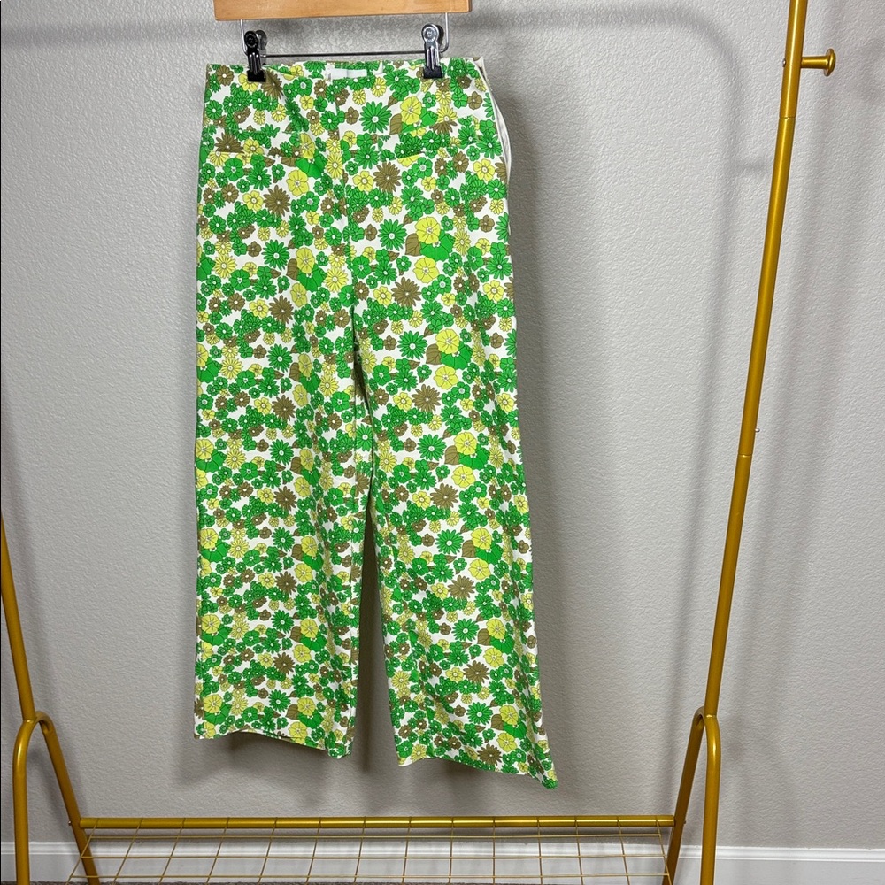 Mango Green and Yellow Floral Trousers